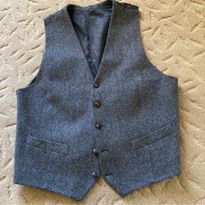 Men's Banana Republic Vest Herringbone Grey Wool/poly blend XXL